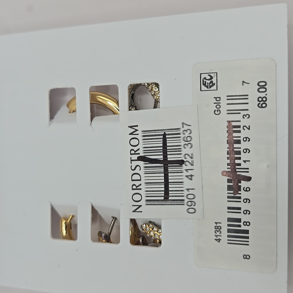 BaubleBar Three Pairs Gold and Pave Crystal Hoop Earrings - Picture 2 of 2